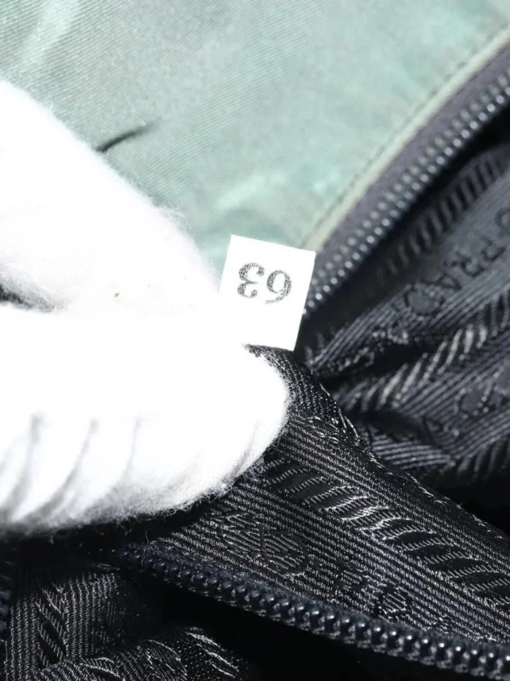 PRADA Tote Bag Nylon Green Silver Auth 175705